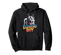 Mens Elkhound Boy Canine Pup Cartoon Pet Norwegian Dog Breed Pullover Hoodie