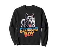 Mens Elkhound Boy Canine Pup Cartoon Pet Norwegian Dog Breed Sweatshirt