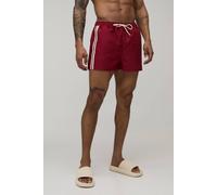 Men's Embroide Stripe Super Short Swim Short | Red | Size Small | BOOHOOMAN
