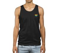Mens Embroidered Pride Heart Vest with LGBTQ Rainbow Design Lesbian Gay Bisexual Transgender Queer Parade Gift, L, Black