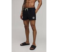 Men's Embroidered Stripe Super Short Swim Short | Black | Size Medium | BOOHOOMAN