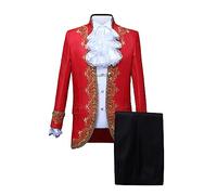 Mens Embroidery Coats Uniform Costume Cosplay Prince Vintage Halloween Performance Steampunk Medieval Frock Renaissance Costume Trench Tuxedo Coat Overcoat Jacket Outwear Gothic Clothing