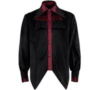 Mens Embroidery Shirt Medieval Blouse Gothic Vintage Prince Casual Renaissance Uniform Costume Performance Cosplay Steampunk Outwear Shirt Coats Halloween Costume Gothic Clothing