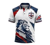 Mens England Football Shirt 2026 World Cup Short Sleeve Graphic Polo Shirts