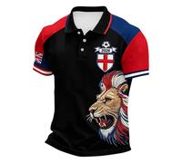 Men's England St George's Cross Polo Shirt 2026 Summer Classic Poloshirt with Red England Flag Design Perfect for Football Fans Comfortable Fit for Everyday Wear and Matches