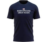 Mens England T Shirt Make England Great Again English St Georges Cross Badge British Proud Country Supporters Tee, L, Navy