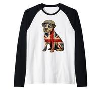 Mens English Border Terrier Dog Union Jack UK Flag Raglan Baseball Tee