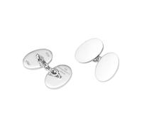 Men's Engravable Sterling Silver Oval Chain Cufflinks - Savile Row Company