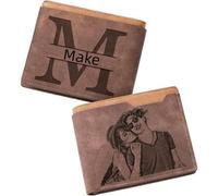 Men's Engraved Photo Wallets Custom Picture & Text Wallet Personalized Birthday Christmas Father's Day Gifts for Dad Husband Son Color2,One Size