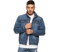 Mens Enzo Denim Designer Jacket - Black | Enzo Designer Menswear - Mid Stonewash / 2XL