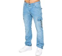 989Zé ENZO Mens Jeans Straight Leg Regular Fit Casual Cotton Denim Pants Trousers All Waist Sizes EZ626 Light Blue 32W / 30L
