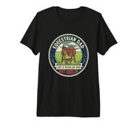Mens Equestrian Dad Horse Riding Saddle Rider Father's Day Premium T-Shirt