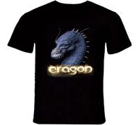 Men's ERAGON Christopher PAOLINI Book SAGA Inspired Dragons Tee Round Neck Unisex Tops Men's 100% Cotton Short Sleeve T Shirts Black S