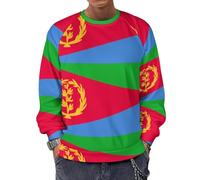 Men'S Eritrea National Flag Print Sweatshirt Jacket Pullover Outerwear Classic Round Neck Sweatshirt Raglan Sleeve Design Easy To Wear Comfortable Fit Elastic Fabric Soft And Breathable