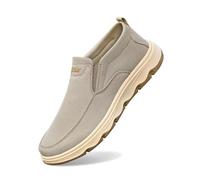 Men's Espadrilles Canvas for Leisure Holiday Classic Slip On Shoes with Flat Rubber Sole Airy Summer Companion for Beach City Everyday Versatile Can Be Combined with Jeans Shorts or Chinos, khaki, 9