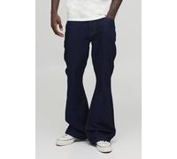 Men's Essential Flared Fit Jeans | Indigo | Size 40L | BOOHOOMAN