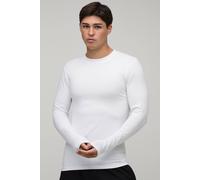 Men's Essential Muscle Fit Long Sleeve T-Shirt | White | Size Large | BOOHOOMAN