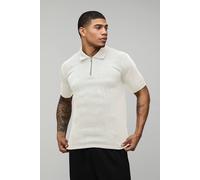 Men's Essential Muscle Fit Soft Touch Knitted Polo | Ecru | Size Medium | BOOHOOMAN