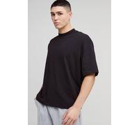 Men's Essential Oversized Boxy Extended Neck T-Shirt | Black | Size 4X-Large | BOOHOOMAN