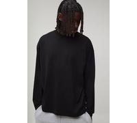 Men's Essential Oversized Long Sleeve Crew Neck T-Shirt | Black | Size Small | BOOHOOMAN
