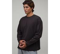 Men's Essential Oversized Long Sleeve T-Shirt | Chocolate | Size Large | BOOHOOMAN