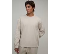 Men's Essential Oversized Long Sleeve T-Shirt | Ecru | Size 5X-Large | BOOHOOMAN
