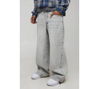 Men's Essential Parachute Fit Jeans | Ice Grey | Size 34R | BOOHOOMAN