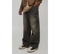 Men's Essential Parachute Fit Jeans | Stone | Size 34R | BOOHOOMAN