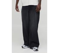 Men's Essential Parachute Fit Jeans | Washed Black | Size 38R | BOOHOOMAN