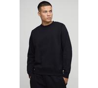Men's Essential Regular Fit Crew Neck Sweatshirt | Black | Size 4X-Large | BOOHOOMAN