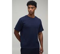 Men's Essential Regular Fit Waffle T-Shirt | Navy | Size X-Large | BOOHOOMAN