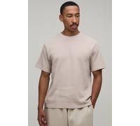 Men's Essential Regular Fit Waffle T-Shirt | Stone | Size Medium | BOOHOOMAN