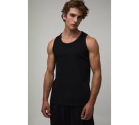 Men's Essential Regular Fit Waffle Vest | Black | Size 4X-Large | BOOHOOMAN
