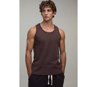 Men's Essential Regular Fit Waffle Vest | Chocolate | Size 4X-Large | BOOHOOMAN