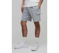Men's Essential Relaxed Fit Cargo Jersey Short | Grey Marl | Size 2X-Large | BOOHOOMAN
