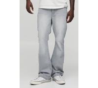 Men's Essential Slim Flare Rigid Washed Jeans | Grey | Size 28R | BOOHOOMAN
