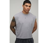 Men's Essential Washed Oversized Shrunken Boxy Tank | Washed Grey | Size Small | BOOHOOMAN