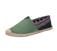 Men's Ethnic Pattern Casual Shoes Comfortable Everyday Footwear for Couples Stylish Walking Sneakers Breathable Slip-On Flat Sandals Summer Beach (Green, 5)