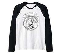Mens Even Death Leaves Roots - Philosophical Nature Art Skull Raglan Baseball Tee