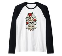 Mens Even Death Leaves Roots - Philosophical Nature Art Skull Raglan Baseball Tee
