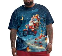 Men's Everyday Christmas T-Shirt, Santa Holiday Graphic, Oversized Loose Fit, Summer Fashion Top, for Casual and Party Occasions,7XL