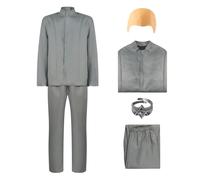 Mens Evil Doctor Grey Suit Costume Movie Villain Costume Halloween Funny 60s Villain Outfit for Adult 3XL
