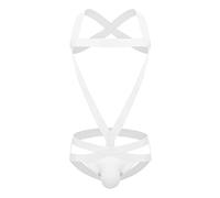 Men's Exotic Bondage Thong Underwear Double Strap Design for Wear and Moments (White, M)