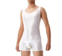 Men's Exotic High Elastic Glossy Sheer Tights for Plus Size Comfort and Shine (White, XL)