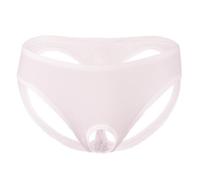 Men's Exotic Triangle Pants Novelty Underwear for Men - Ice Silk Front Open Back Lift Erotic G-String Thong Harness with Jockstraps Underwear Lingerie Sissy Naughty Crossdressing (White, One Size)