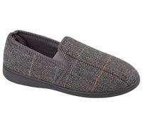Mens Extra Large Printed Checked Tartan Slippers Twin Gusset Check Tartan Shoes Black UK Sizes 6-11 (Grey, UK Footwear Size System, Adult, Men, Numeric, Medium, 8)