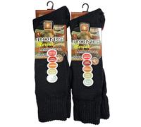 Mens Extra Longer Length Merino Lamb’s Wool Thermal Socks, Thick Warm Wool Rich Knee High Fisherman, Winter Boot Socks UK 6-11(Black, 2 Pair)