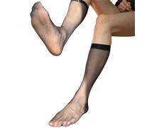 Mens Extra Thin Sheer Toe Formal Dress Suit Socks Casual Business Socks Nylon Breathable Over The Calf Long Stockings Breathable Nylon