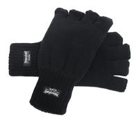 Men's Extra Warm Winter Fingerless Gloves 40g Thinsulate Lining Black L/XL