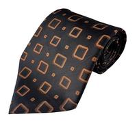 Men's Extra Wide 5 Inch Kipper Neck Tie (Black & Brown Retro Square Print)